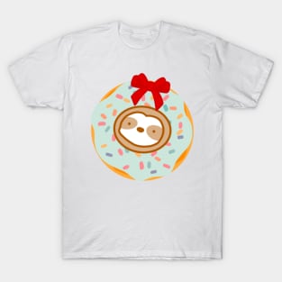 Christmas Wreath Donut Sloth T-Shirt